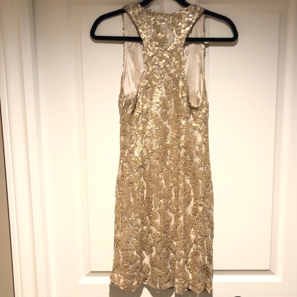 Gold Sequin Racer Back Dress - Picture 4 of 10